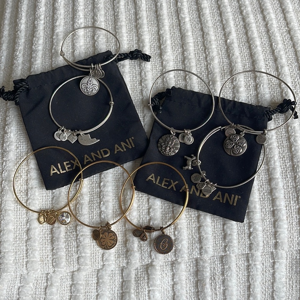 ALEX AND ANI Silver & Gold Bangle Bundle - Picture 1 of 5